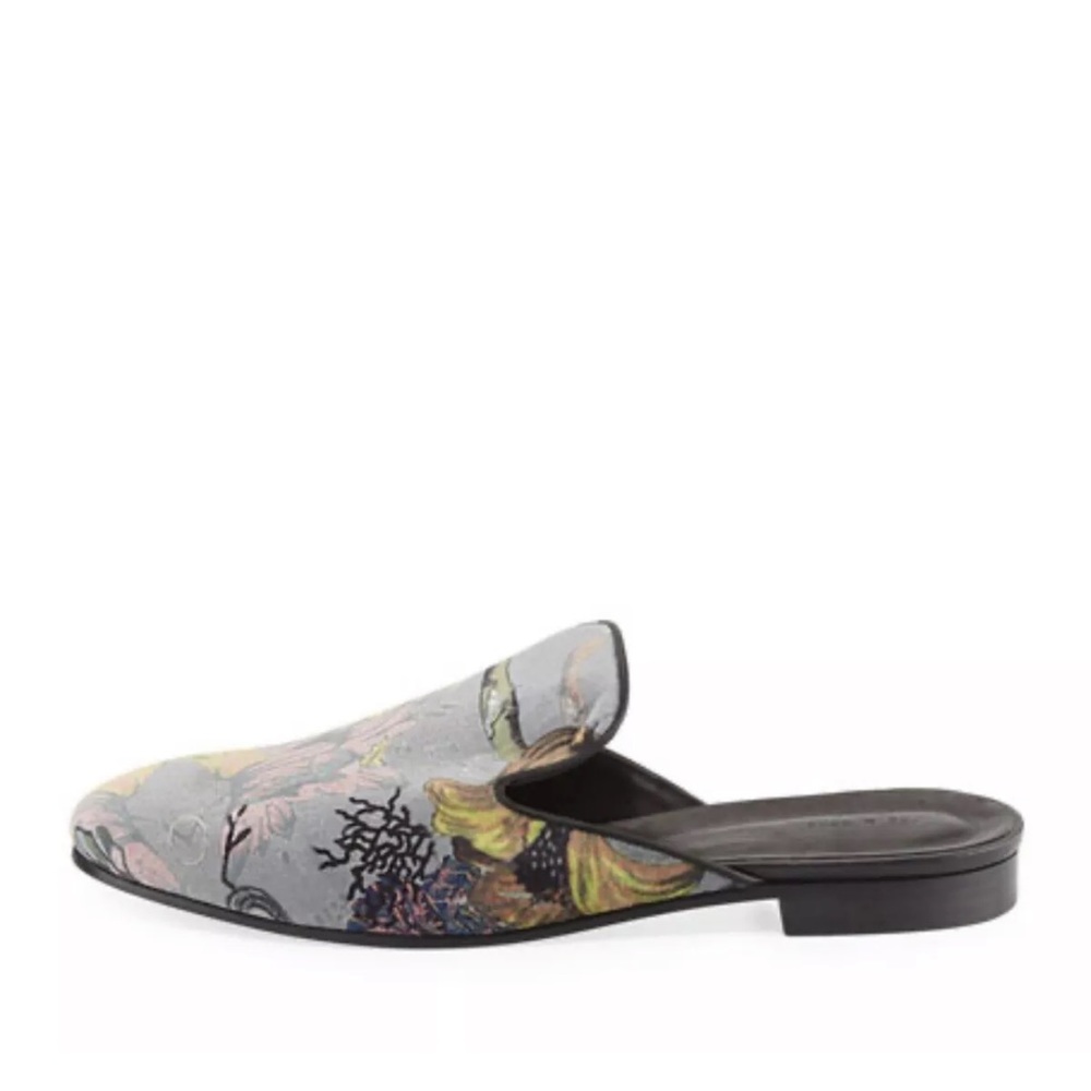 Rag & Bone Savoy Floral Print Velvet Slide Flats Grey Size 8 $425 NWT!! - Picture 4 of 10